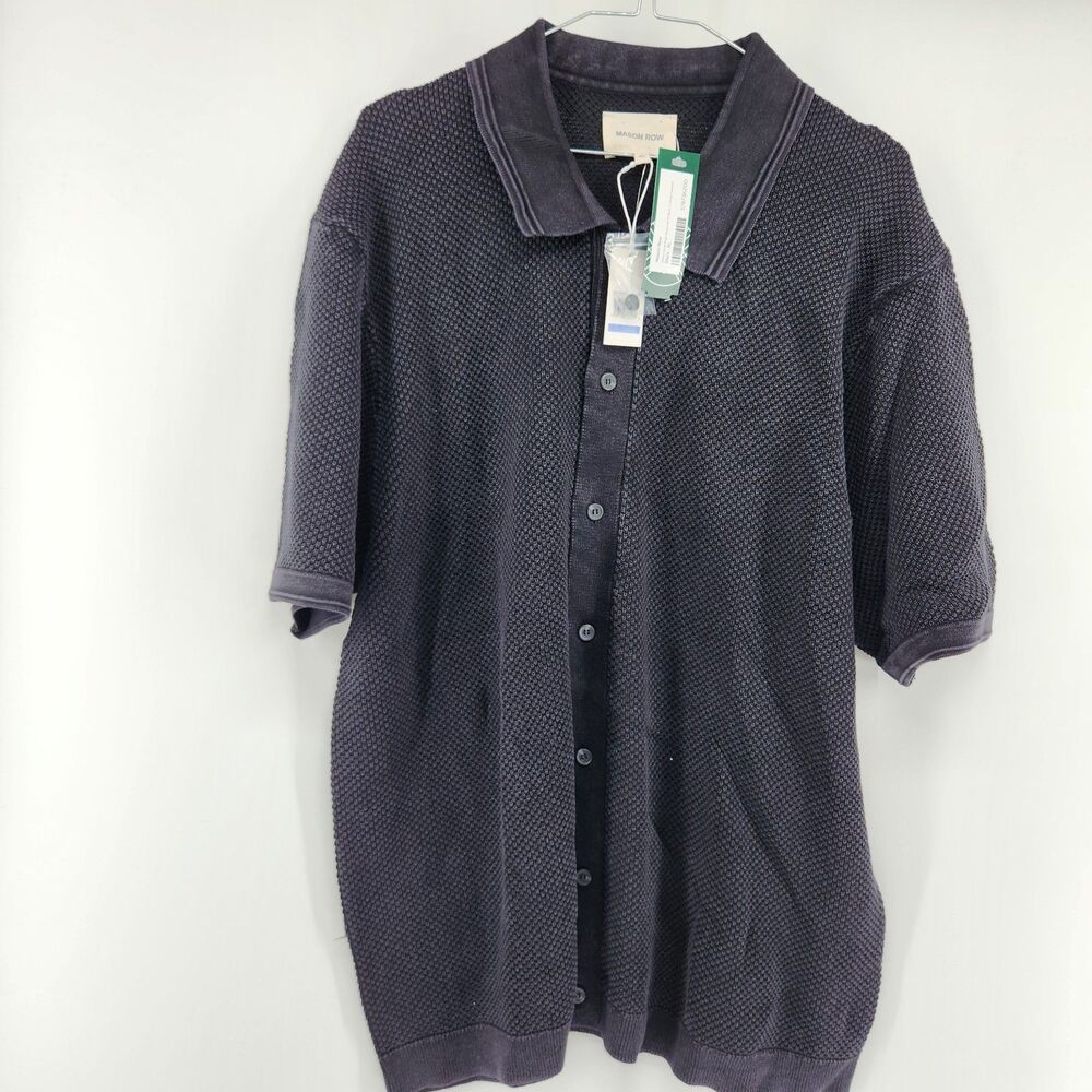 Mason Row Stitch Fix Men’s Black XL Textured Button Down Sweater NWT